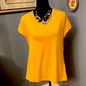 Mustard Crew Neck Cotton Blend Tee